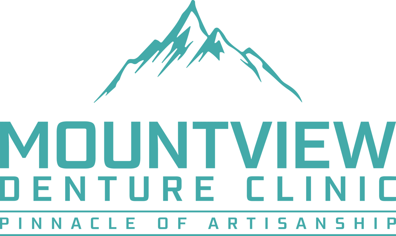 The logo for mountview denture clinic pinnacle of artisanship